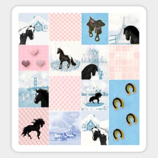 Horse Lovers Patchwork Pattern Sticker